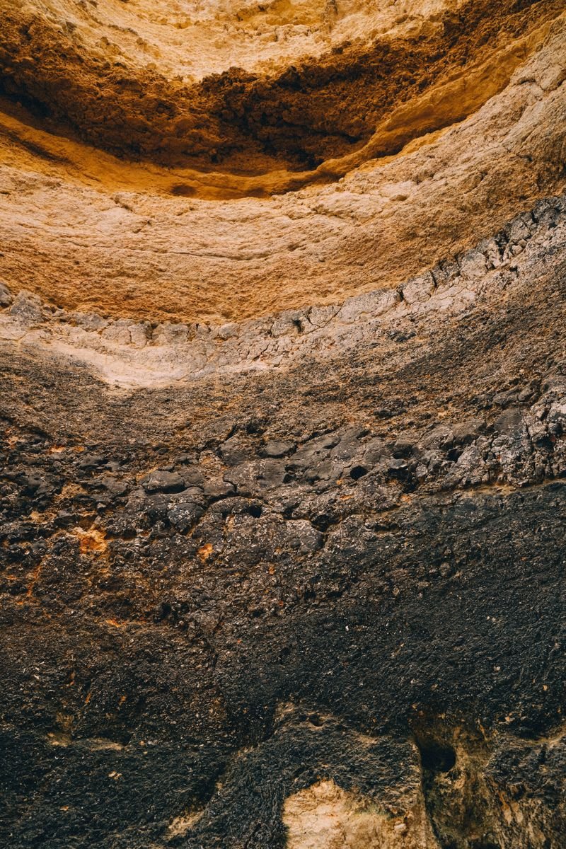 Cross-section of stratified soil and rock layers